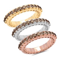 Champagne Diamond Expandable Ring Half Band Rose, Yellow and White Gold