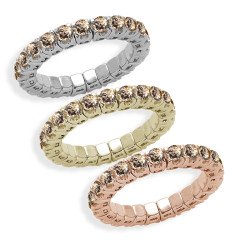 Anello Fedina Eternity Espandibile Brillanti Champagne Oro Rosa, Giallo e Bianco