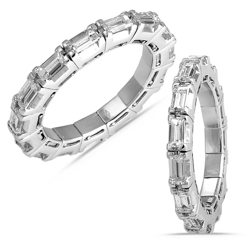 Expandable Eternity Band Baguette Cut Diamonds White Gold 1X664W