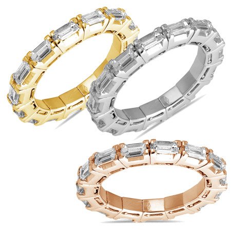 Expandable Eternity Band Baguette Cut Diamonds Rose, Yellow or White  Gold 1X664R 1X664G 1X664W