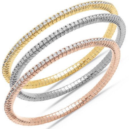 Expandable Tennis Bracelet Two Diamond Carats Three Tone Gold