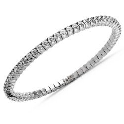 Bracciale Tennis Espandibile Brillanti Cinque Carati Montati su Eleganti Griff Oro Bianco