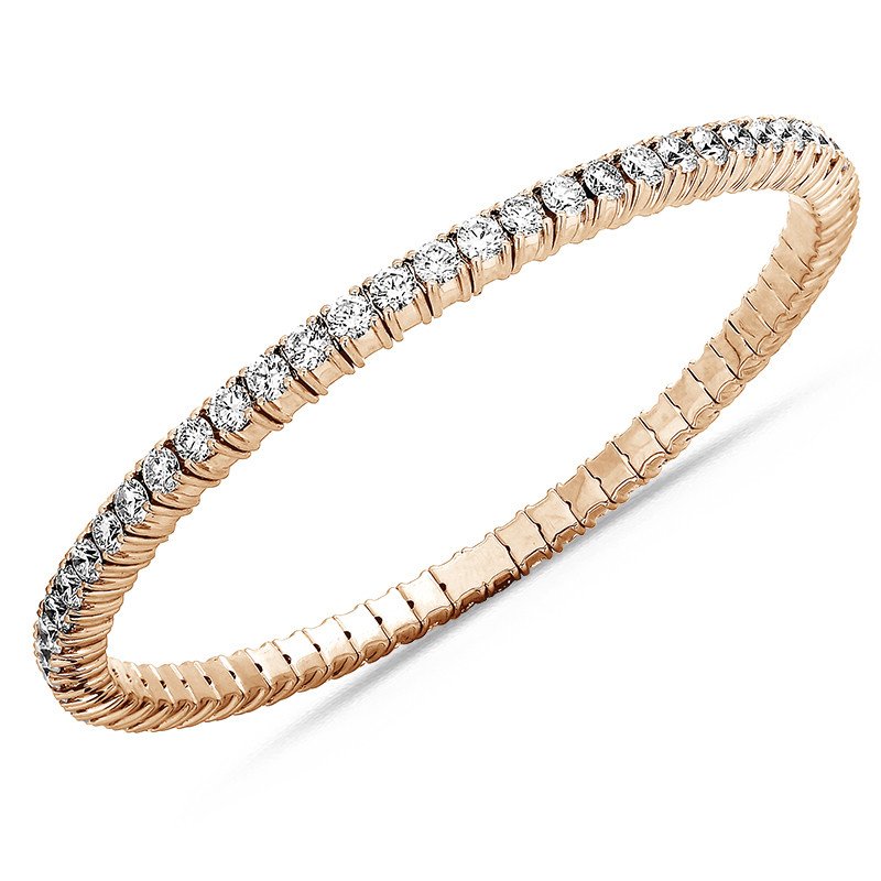 Expandable Tennis Bracelet Five Diamond Carats Pink Gold Elegant Prong Setting