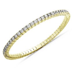 Expandable Tennis Bracelet Five Diamond Carats Yellow Gold Elegant Prong Setting