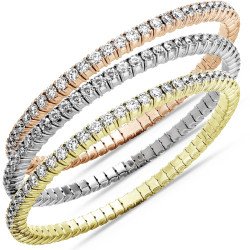 Expandable Tennis Bracelet Five Diamond Carats Three Tone Gold Elegant Prong Setting