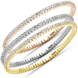 Bracciale Tennis Espandibile Brillanti Quattro Carati su Eleganti Griff nei Tre Colori Oro