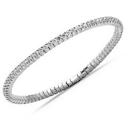 Prongs Setting in Elegant Expandable Tennis Bracelet Four Diamond Carats White Gold