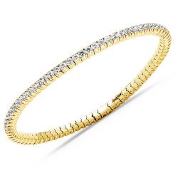 Expandable Tennis Bracelet Four Diamond Carats set in Yellow  Gold Elegant Prongs