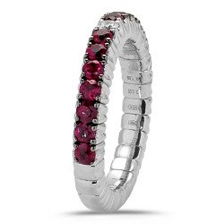 Expandable White gold Ring Diamond and Rubies