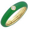 Green Enamel Ring  Yellow Gold and Single Diamond