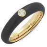 Black Enamel Ring  Yellow Gold and Single Diamond