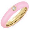 Pink  Enamel Ring  Yellow Gold and Single Diamond