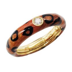 Animalier Enamel Ring  Pink Gold and Single Diamond