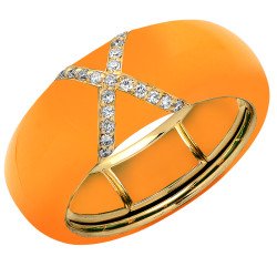 Ring Hermes Enamel, Yellow Gold and Diamonds