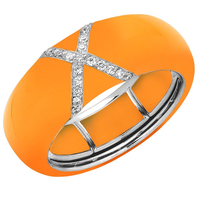 Ring Hermes Enamel, WhiteGold and Diamonds