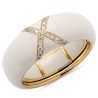 Ivory Enamel Ring , Yellow Gold and Diamonds