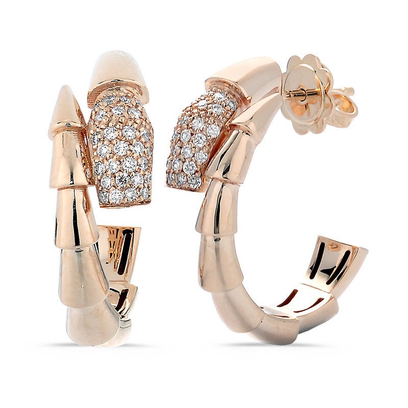 Serpenti Diamond Hoops Earrings Rose Gold