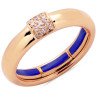 Autosize Wedding Band Rose Gold and Diamonds Navy Blue Enamel