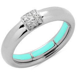 Autosize Wedding Band Rose Gold and Diamonds Tiffany Blue  Enamel