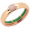 Autosize Wedding Band Rose Gold and Diamonds Green Enamel