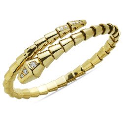 Serpenti Yellow Gold and Diamond Flexible Bangle Bracelet A stylish and versatile accessory for any occasion