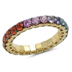 One and Half Carat Rainbow Sapphires Expandable Eternity Ring