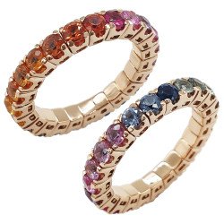 One and Half Carat Rainbow Sapphires Expandable Eternity Ring