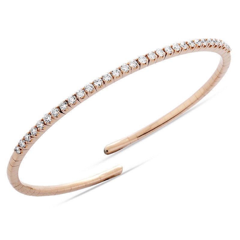 Bracciale Flessibile in Oro e Brillanti| Sezione Quadrata