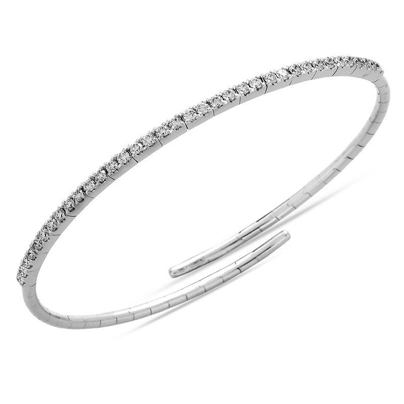 Flexible Gold Bracelet 18K | Round Section and Overlapping Clasp