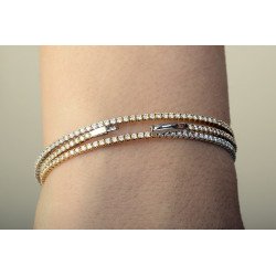 Avvolgente Bracciale in Due Colori Oro e Brillanti | Due Giri di Brillanti con chiusura