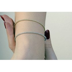 Avvolgente Bracciale in Due Colori Oro e Brillanti | Due Giri di Brillanti con chiusura