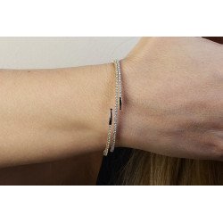 Avvolgente Bracciale in Due Colori Oro e Brillanti | Due Giri di Brillanti con chiusura