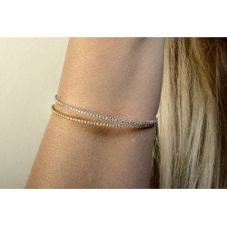 Two Tones Gold and Diamonds Bracelet| Elegant Wrap-Around Design with Secure Clasp