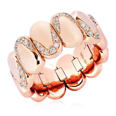 Anello Onde Espandibile con Diamanti Oro Rosa