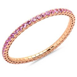 Expandable Pink Sapphires Tennis Bracelet-Pink Gold