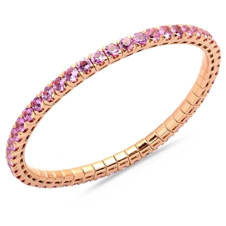 Expandable Pink Sapphires Tennis Bracelet-Pink Gold