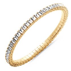 Bracciale Diamanti Taglio Smeraldo Disposti Verticalmente Oro Giallo