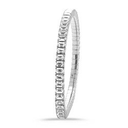Bracciale Diamanti Taglio Smeraldo Disposti Verticalmente Oro Bianco