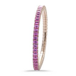 Bracciale Zaffiri RosaTaglio Smeraldo Disposti Verticalmente Oro Rosa