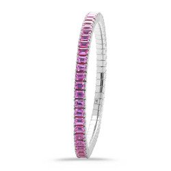 Bracciale Zaffiri RosaTaglio Smeraldo Disposti Verticalmente Oro Bianco