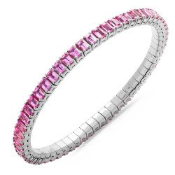 Emerald Cut Pink Sapphires North-South White Gold
