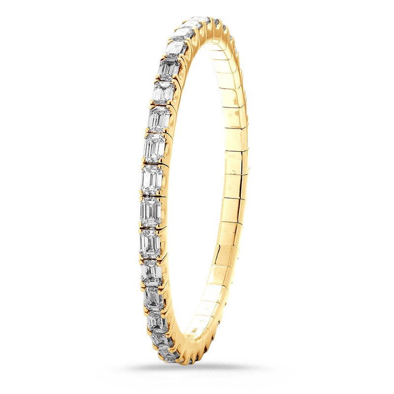 Bracciale Diamanti Taglio Smeraldo mm 5 x 3,50 Disposti Orizzontalmente Oro Giallo