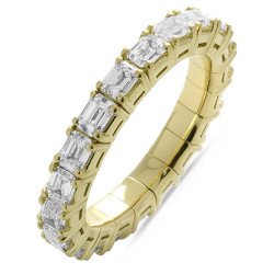 Anello Fedina Espandibile Girodito Diamanti Taglio Smeraldo Oro Giallo Onesize Jewels