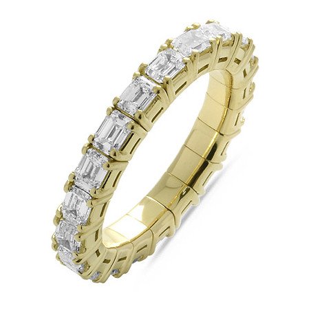 Emerald Cut Diamond East West  Eternity Ring Expandable Band Yellow Gold Onesize Jewels
