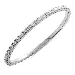Emerald Cut Diamond East West Expandable Bracelet White Gold Onesize Jewels