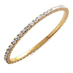 Bracciale Onesize Jewels Diamanti Taglio Smeraldo mm 3,40 x 2,40 Disposti Orizzontalmente Oro Rosa