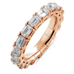 Anello Diamanti Taglio Smeraldo Mm 4 x 3 Oro Rosa Onesize Jewels