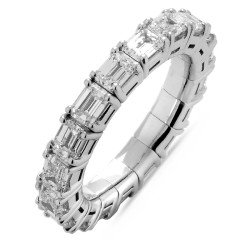 Anello Diamanti Taglio Smeraldo Mm 4 x 3 Oro Bianco Onesize Jewels