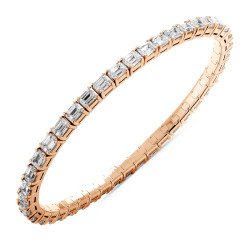 Bracciale Diamanti Taglio Smeraldo Mm 4 x 3 Oro Rosa Onesize Jewels