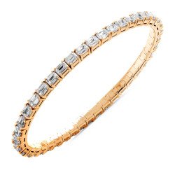 Bracciale Diamanti Taglio Smeraldo Mm 4 x 3 Oro Giallo Onesize Jewels